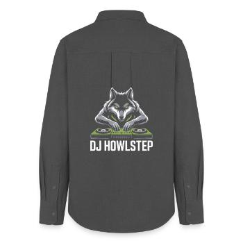 DJ HOWLSTEP Wolf Mixer Club Rave - Women's Oxford Shirt - anthracite - Back - AI Model Female 172 light (172cm)