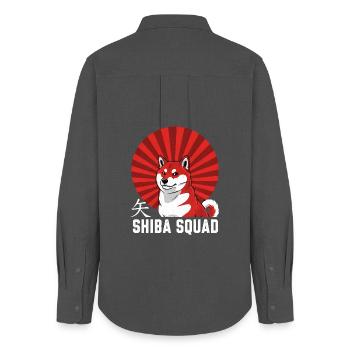 Shiba Inu Shiba Squad Japan-Stil Hundebesitzer - Frauen Oxford Hemd - Anthrazit - Hinten - AI Model Female 172 light (172cm)