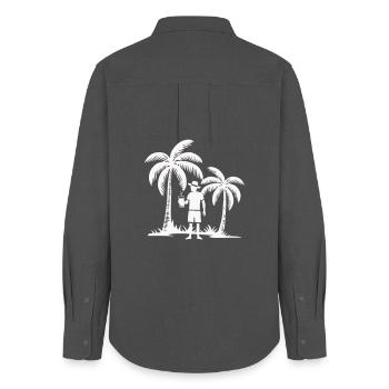Tropical leisure moment on beach - Women's Oxford Shirt - anthracite - Back - AI Model Female 172 light (172cm)