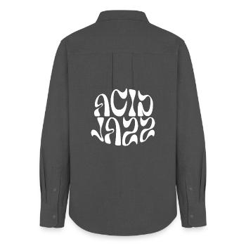 Acid Jazz fluid and psychedelic logo - Women's Oxford Shirt - anthracite - Back - AI Model Female 172 light (172cm)
