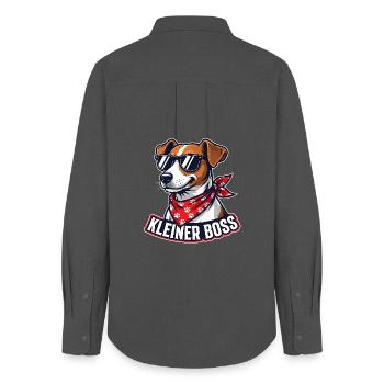 Jack Russell with sunglasses motif - Women's Oxford Shirt - anthracite - Back - AI Model Female 172 light (172cm)