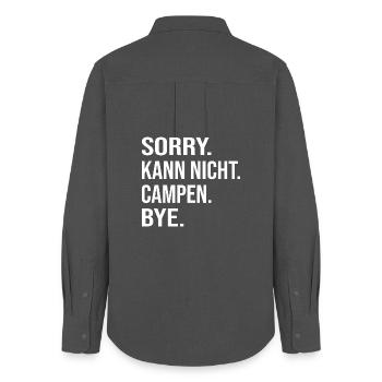 PARDON. NE. CAMP. Au revoir. - Chemise Oxford Femme - charbon - Dos - AI Model Female 172 light (172cm)
