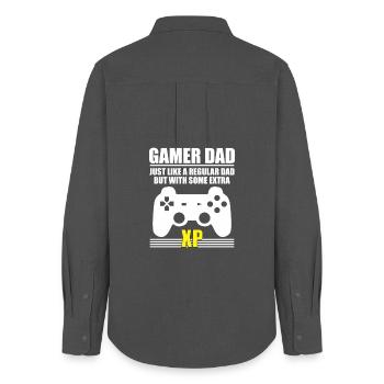 Gamer Dad - Women's Oxford Shirt - anthracite - Back - AI Model Female 172 light (172cm)