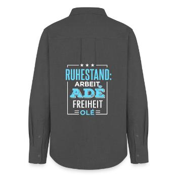 Retirement Goodbye Work Freedom Olé Pension Pension - Women's Oxford Shirt - anthracite - Back - AI Model Female 172 light (172cm)