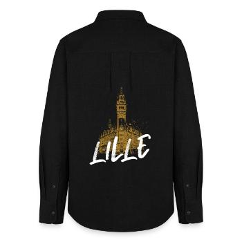 Besichtigung der Altstadt von Lille mit Kalligraphie - Frauen Oxford Hemd - Schwarz - Hinten - AI Model Female 172 light (172cm)