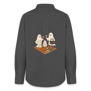 Ghosts at the Halloween picnic - Women's Oxford Shirt - anthracite - Back - AI Model Female 172 light (172cm)