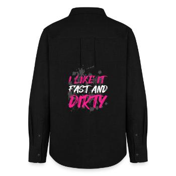 Fast and dirty Schlammlauf Mud Run Muddy Race - Women's Oxford Shirt - black - Back - AI Model Female 172 light (172cm)