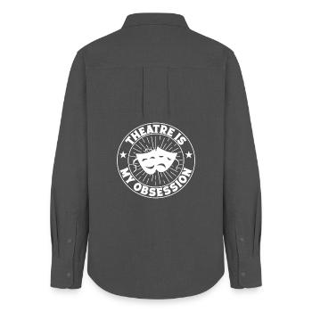 Theater Is My Obsession Actor Musical Design - Women's Oxford Shirt - anthracite - Back - AI Model Female 172 light (172cm)