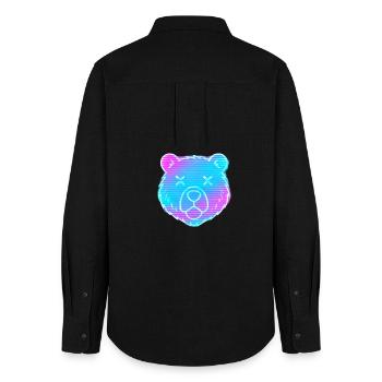 Neon Bärenkopf Gradient - Frauen Oxford Hemd - Schwarz - Hinten - AI Model Female 172 light (172cm)