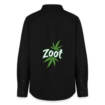 Zoot Cannabis Leaf 420 Stoner Grafik - Frauen Oxford Hemd - Schwarz - Hinten - AI Model Female 172 light (172cm)
