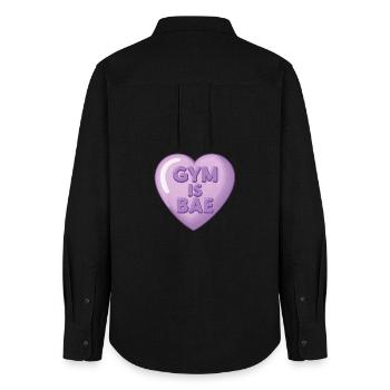 Vintage Herz – Gym Is Bae - Frauen Oxford Hemd - Schwarz - Hinten - AI Model Female 172 light (172cm)
