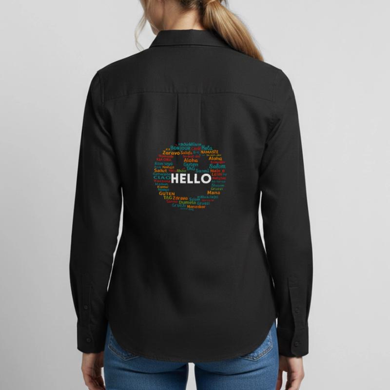 Start with Hello Different World Language Learning Women's Oxford Shirt