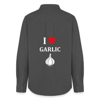 J'aime l'ail I Love Garlic - Women's Oxford Shirt - anthracite - Back - AI Model Female 172 light (172cm)