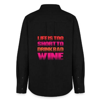 Life too short for bad wine - Frauen Oxford Hemd - Schwarz - Hinten - AI Model Female 172 light (172cm)