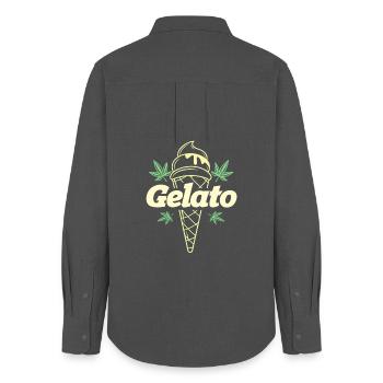 Gelato Leaf Icecream Cone 420 Aesthetic - Women's Oxford Shirt - anthracite - Back - AI Model Female 172 light (172cm)