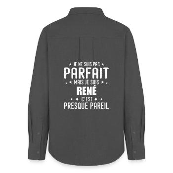 René: authentic, imperfect, top, perfection - Women's Oxford Shirt - anthracite - Back - AI Model Female 172 light (172cm)