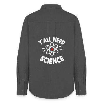 Science pour tous Tee Atom - Chemise Oxford Femme - charbon - Dos - AI Model Female 172 light (172cm)