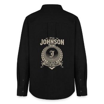 Johnson Thing Wappen T-Shirt - Frauen Oxford Hemd - Schwarz - Hinten - AI Model Female 172 light (172cm)