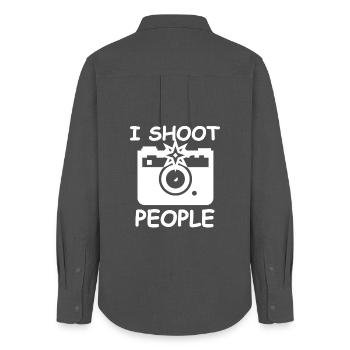 I Shoot People Tee Camera - Women's Oxford Shirt - anthracite - Back - AI Model Female 172 light (172cm)