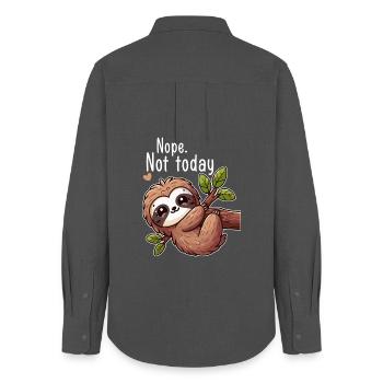 Sloth Lazy Day Nope Not Today - Chemise Oxford Femme - charbon - Dos - AI Model Female 172 light (172cm)
