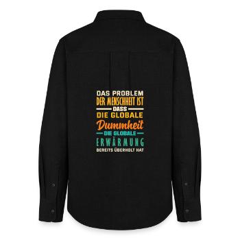 Global stupidity beats warming - Women's Oxford Shirt - black - Back - AI Model Female 172 light (172cm)