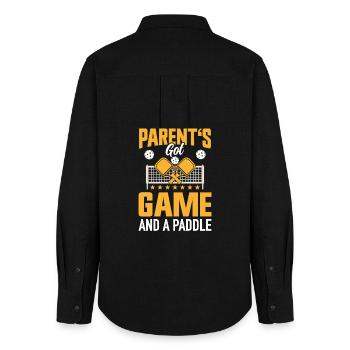 Pickleball Mom Dad Paddleball Parents - Women's Oxford Shirt - black - Back - AI Model Female 172 light (172cm)