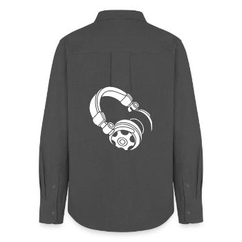 Silhouette du casque : DJ & Music Vibes - Chemise Oxford Femme - charbon - Dos - AI Model Female 172 light (172cm)