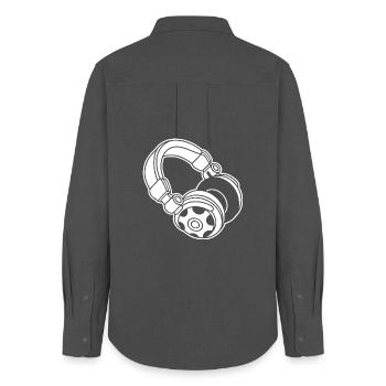 Silhouette du casque : DJ & Music Vibes - Chemise Oxford Femme - charbon - Dos - AI Model Female 172 light (172cm)