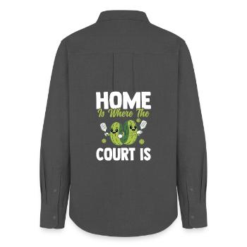 Home Is Where The Court Is Pickleball - Women's Oxford Shirt - anthracite - Back - AI Model Female 172 light (172cm)