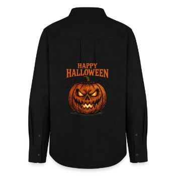 Spooky Pumpkin Chemise Happy Halloween - Chemise Oxford Femme - noir - Dos - AI Model Female 172 light (172cm)
