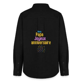 Beau Papa Joyeux Anniversaire - Chemise Oxford Femme - noir - Dos - AI Model Female 172 light (172cm)
