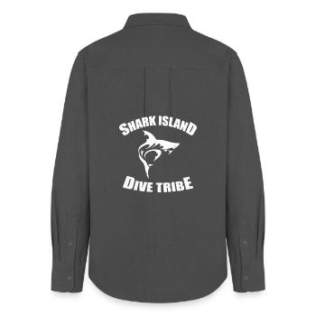 SHARK ISLAND DIVE TRIBE - Frauen Oxford Hemd - Anthrazit - Hinten - AI Model Female 172 light (172cm)