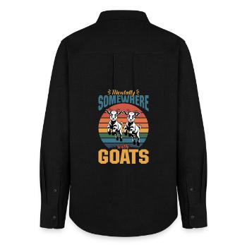 Funny Farm Animal Goat - Women's Oxford Shirt - black - Back - AI Model Female 172 light (172cm)