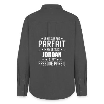 Jordan : authentique, imparfait, top, perfection - Chemise Oxford Femme - charbon - Dos - AI Model Female 172 light (172cm)