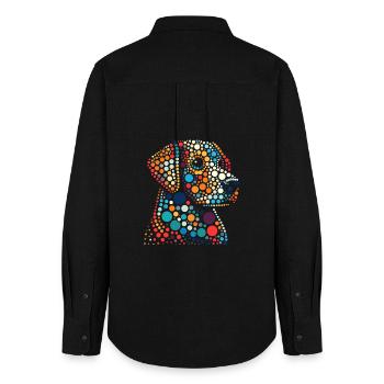 Chemise tachetée Vibrant Dot Skull Portrait - Chemise Oxford Femme - noir - Dos - AI Model Female 172 light (172cm)