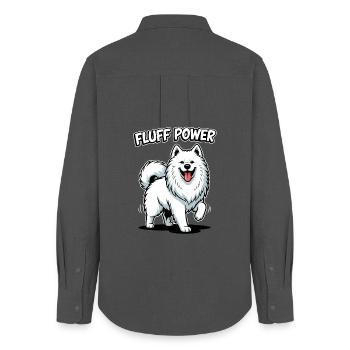 Samoyed Fluff Power Smile Fluffy Dog - Women's Oxford Shirt - anthracite - Back - AI Model Female 172 light (172cm)