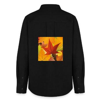 Autumn Fall Leaves - Women's Oxford Shirt - black - Back - AI Model Female 172 light (172cm)