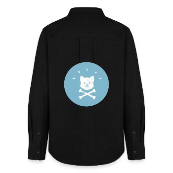 Piraten Corgi Gekreuzte Knochen Jolly Roger - Frauen Oxford Hemd - Schwarz - Hinten - AI Model Female 172 light (172cm)
