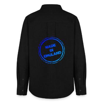 English Pride Tee – Blue “Made in England” Logo - Women's Oxford Shirt - black - Back - AI Model Female 172 light (172cm)