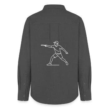 Croquis de joueur de disc golf – Motif minimaliste - Chemise Oxford Femme - charbon - Dos - AI Model Female 172 light (172cm)
