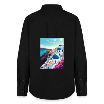 Santorini Träume - Frauen Oxford Hemd - Schwarz - Hinten - AI Model Female 172 light (172cm)