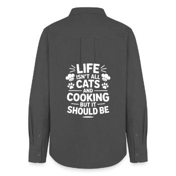 Cooking Saying Cats Funny Baking Gift - Women's Oxford Shirt - anthracite - Back - AI Model Female 172 light (172cm)