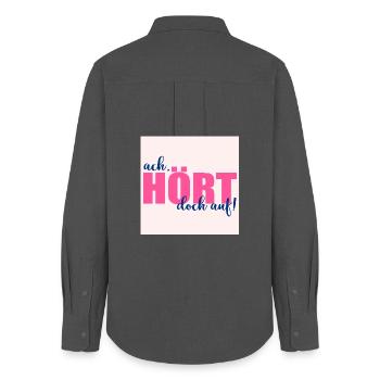 AUFHÖREN SPRÜCHE - Frauen Oxford Hemd - Anthrazit - Hinten - AI Model Female 172 light (172cm)