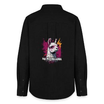 Cooles Lama Alpaka - Frauen Oxford Hemd - Schwarz - Hinten - AI Model Female 172 light (172cm)