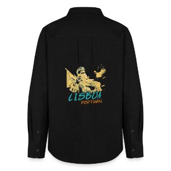 Arch Rua Augusta Lisbon illustration - Women's Oxford Shirt - black - Back - AI Model Female 172 light (172cm)