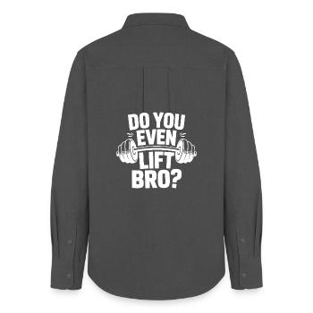 Soulevez-vous même Bro Funny Workout Gym - Chemise Oxford Femme - charbon - Dos - AI Model Female 172 light (172cm)