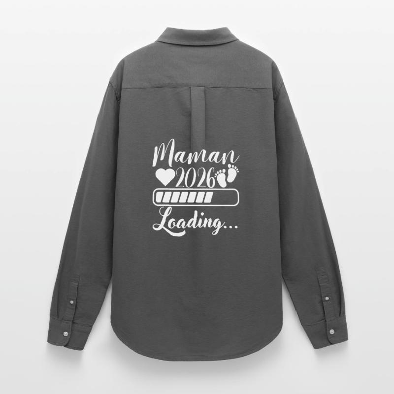 Mama 2026 Loading, werdende Mutter Schwangerschaft Geschenk Frauen Oxford Hemd