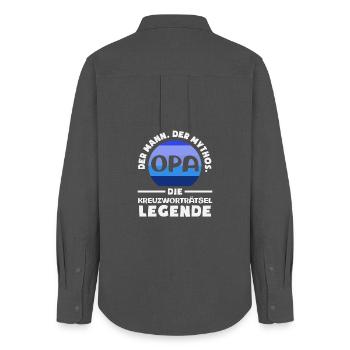 Retro Crossword Puzzle Grandpa Man Legend Humor - Women's Oxford Shirt - anthracite - Back - AI Model Female 172 light (172cm)