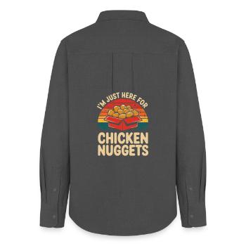 Je suis juste ici pour les nuggets de poulet drôles - Chemise Oxford Femme - charbon - Dos - AI Model Female 172 light (172cm)