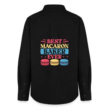 Macaron French Desserts - Women's Oxford Shirt - black - Back - AI Model Female 172 light (172cm)